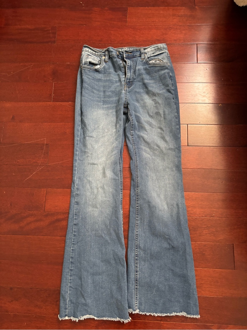 Aeropostale Light Blue Women's Flare Jeans with Raw Hem